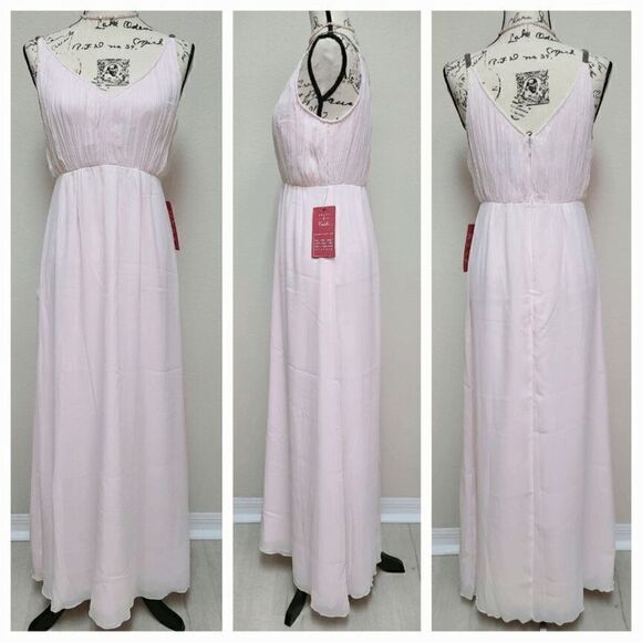 Pink Blush Elegant Sleeveless Beaded Classy Wedding Prom Maxi Dress SIZE XS NWT - Picture 8 of 15